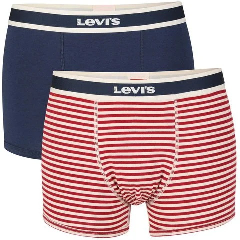 Levi's Men's 2-Pack Antonio Boxer Shorts - Navy/Red - S - Navy/Red Image 1