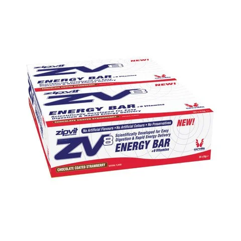 ZipVit ZV8 Energy Bar - Box of 20 - Chocolate Coated Strawberry - 20Barres - Boîte - Fraise Image 1