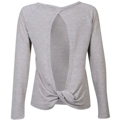 Moku Women's Twist Back Knitted Jersey Top - Grey Marl - S-M - Gris Chiné Image 1