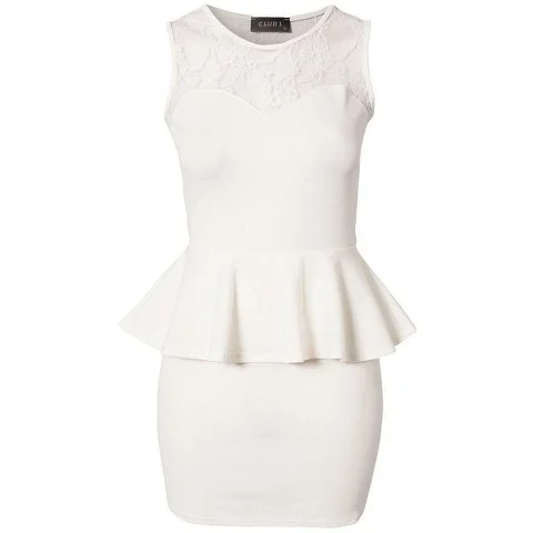 Club L Women's Candy Lace Peplum Dress - White - 6 - Blanc Image 1