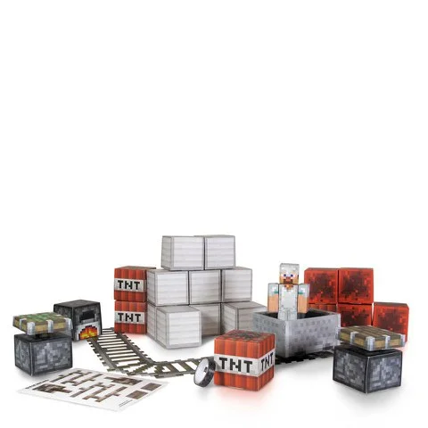 Minecraft Papercraft Over 48 Piece Set - Minecart Pack Image 1