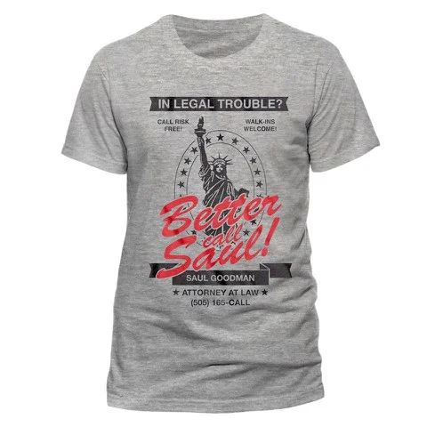 Breaking Bad Men's T-Shirt - In Legal Trouble Better Call Saul - Grey - S - Gris Image 1