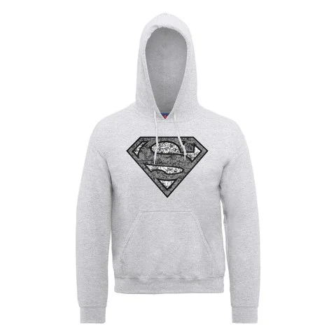 DC Comics Hoody Superman Distressed Logo - Heather Grey - S - Gris Image 1