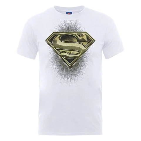 DC Comics Men's T-Shirt Superman Engraving Logo - White - S - Blanc Image 1