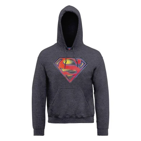 DC Comics Hoody Superman Stencil Logo - Dark Heather - S - Gris Image 1