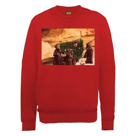Star Wars Christmas Jawas Christmas Tree Sweatshirt - Red - S - Rouge Image 1