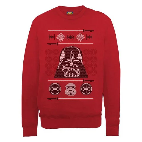 Star Wars Christmas Darth Vader Head Sweatshirt - Red - S - Rouge Image 1