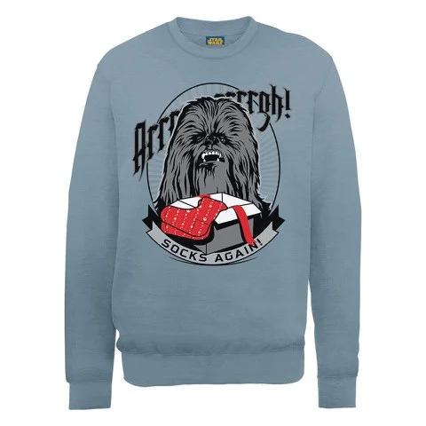 Star Wars Christmas Chewbacca Socks Again Sweatshirt - Indigo Blue - S - Bleu Image 1