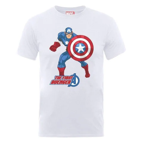 Marvel Avengers Assemble Captain America The First Avenger Men's T-Shirt - White - S - Blanc Image 1