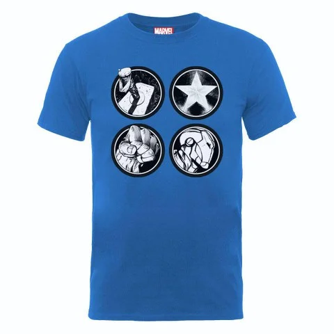 Marvel Avengers Assemble Main Logos Men's T-Shirt - Royal Blue - S - Bleu Image 1