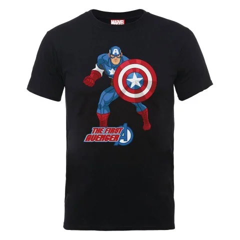 Marvel Avengers Assemble Captain America The First Avenger Men's T-Shirt - Black - S - Noir Image 1