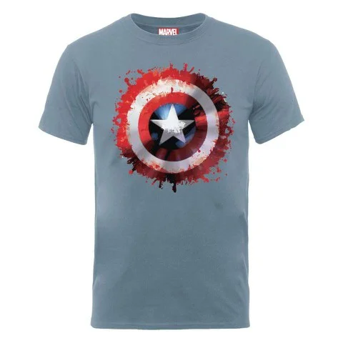 Marvel Avengers Assemble Captain America Art Shield Men's T-Shirt - Steel Blue - S - Bleu Image 1