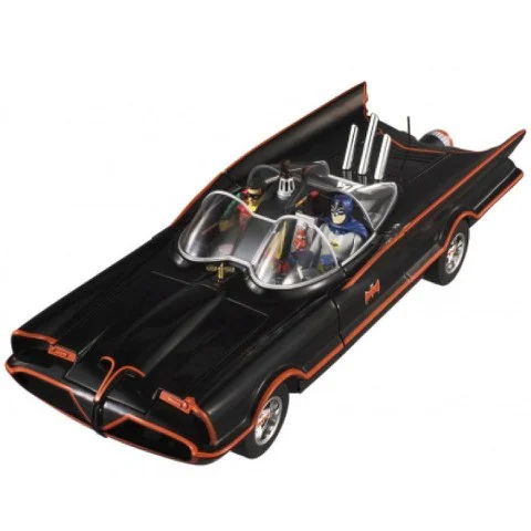 Hot Wheels Elite DC Comics Batman 1966 Batmobile With Figures 1:18 Scale Set Image 1