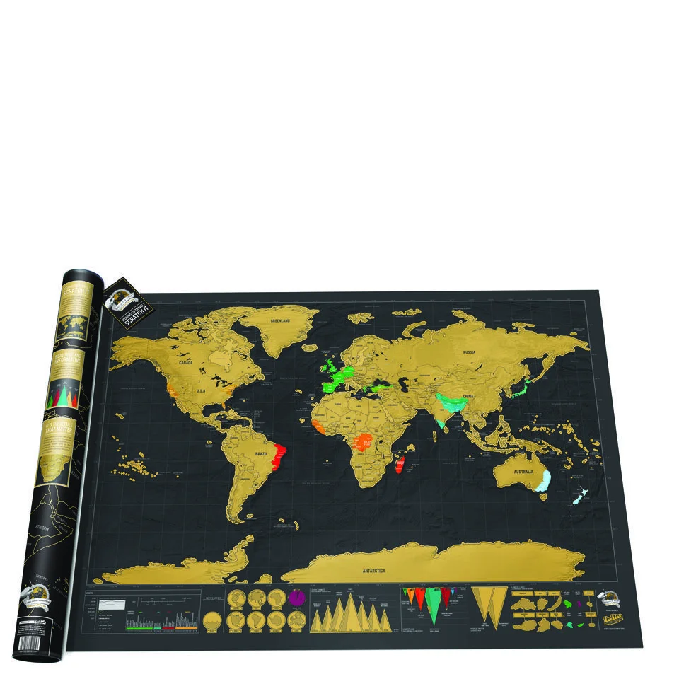 Carte du Monde à Gratter - Édition Or Image 1