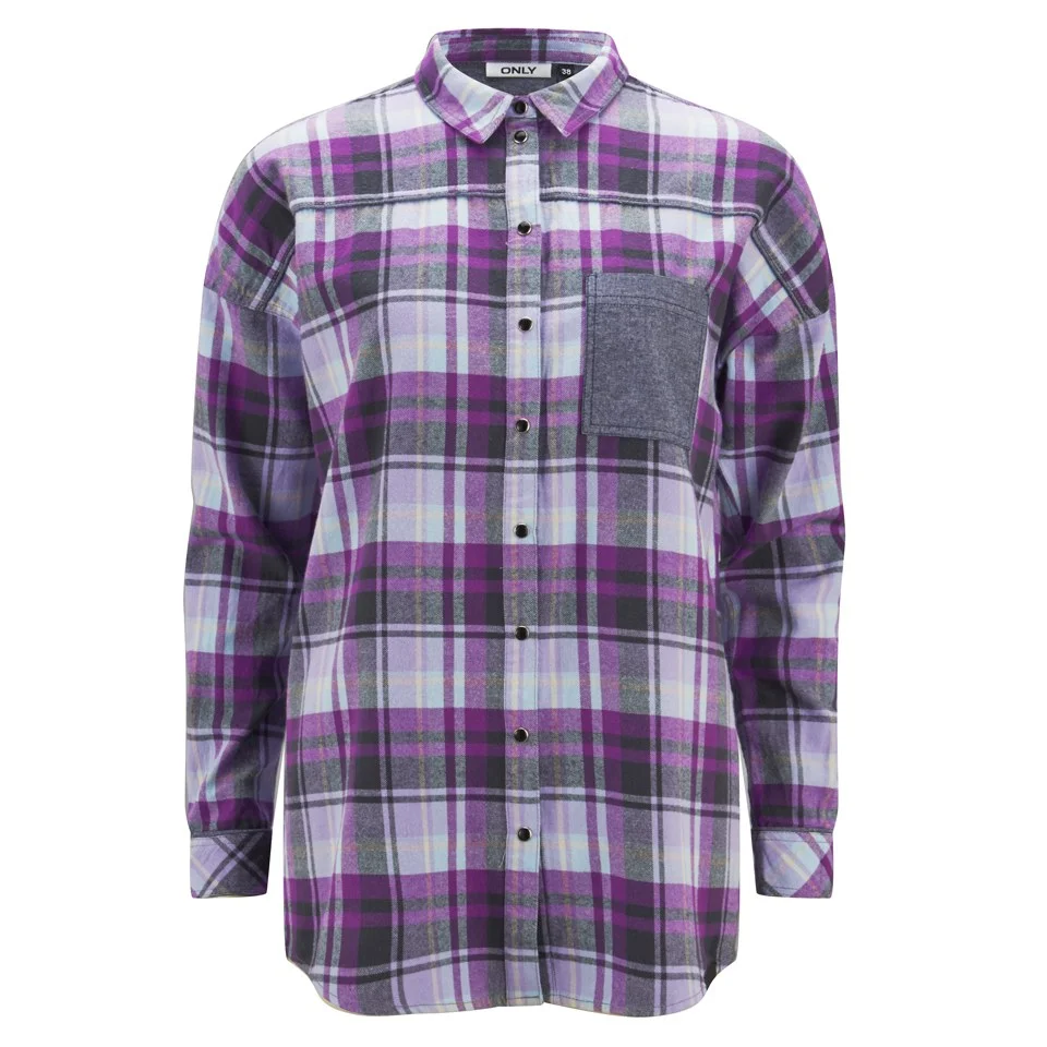 ONLY Women's Sade Check Shirt - Silver Pink - XS - Rose Image 1