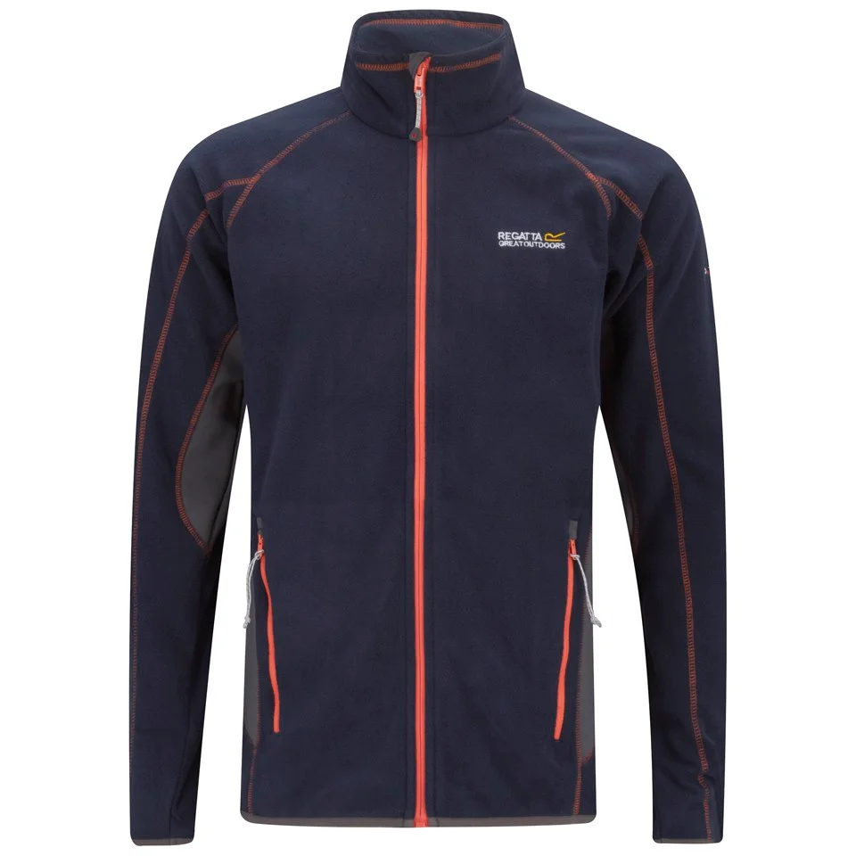 Regatta Men's Point 214 Gridnorth Full Zip Microfleece Top - Navy/Orange - S - Bleu Image 1
