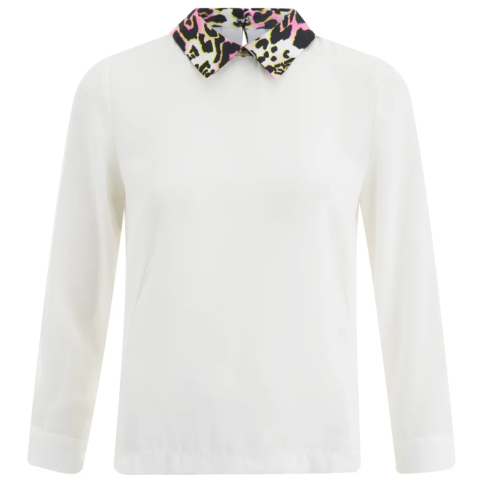 Vero Moda Women's Medine Contrast Collar Top - White - XS/UK 8 - Blanc Image 1