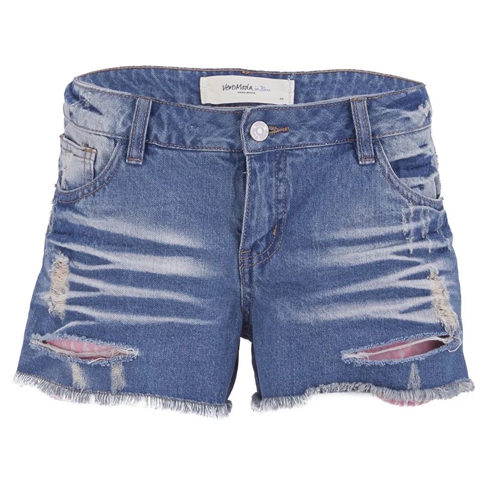 Vero Moda Women's Paula Neon Denim Shorts - Blue - UK 8 - Bleu Image 1