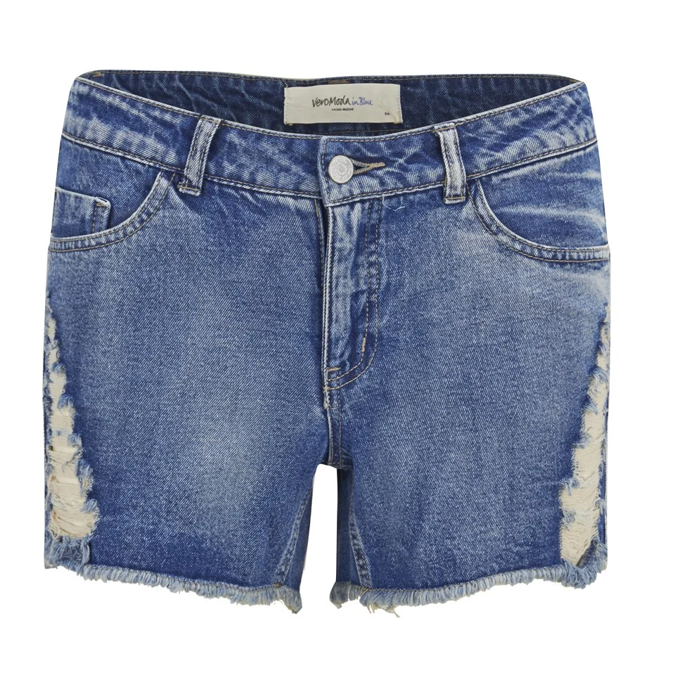 Vero Moda Women's Brix Distressed Shorts - Blue - UK 8 - Bleu Image 1