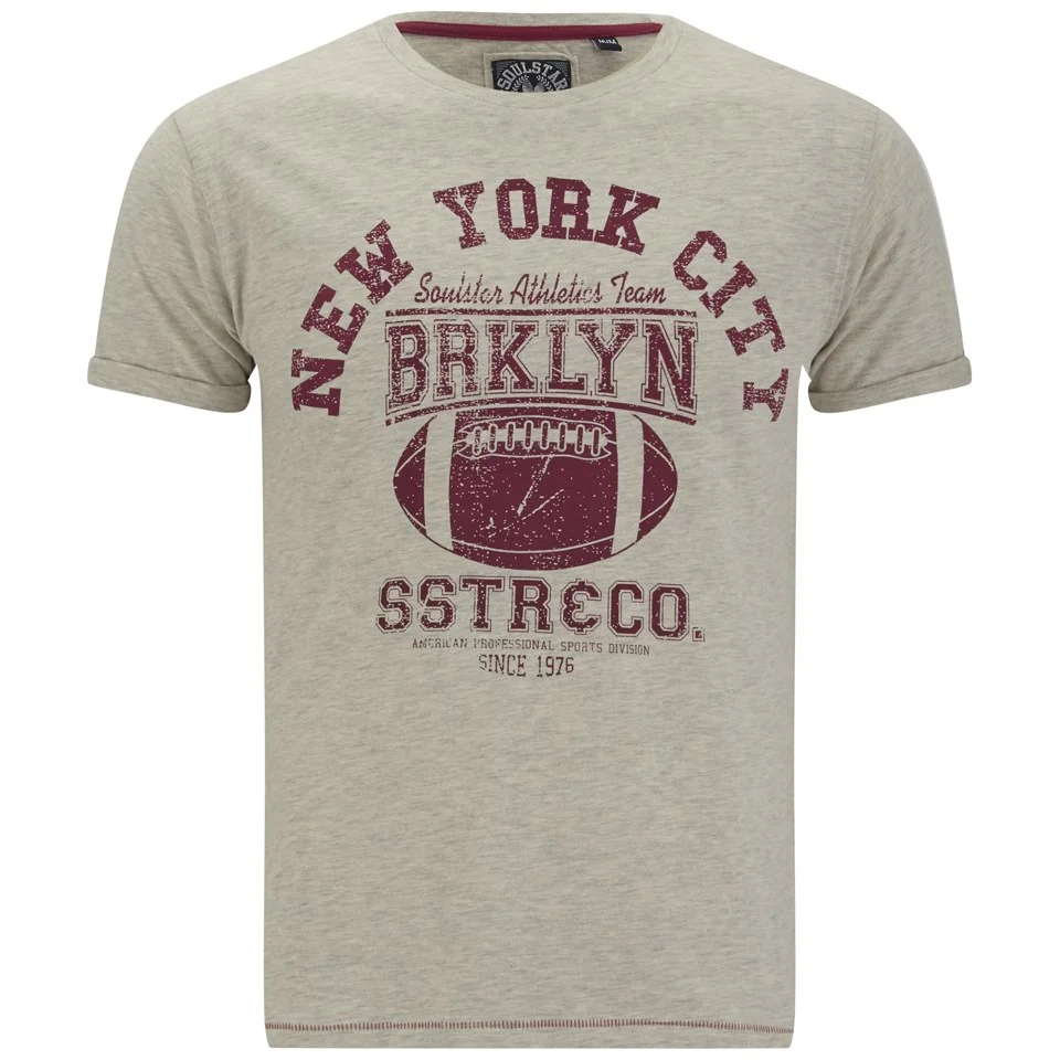 Soul Star Men's MT Strong Printed T-Shirt - Oatmeal Mel - S - Crème Image 1