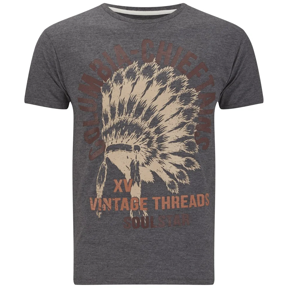 Soul Star Men's Mt Chieftans Printed T-Shirt - Charcoal Mel - S - Noir Image 1