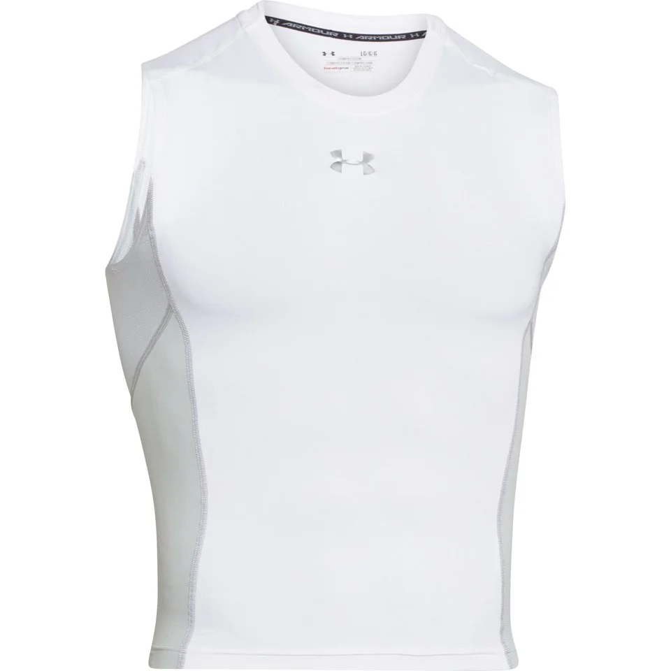 Under Armour Men's Heat Gear Armourstretch Sleeveless Training T-Shirt - White/Steel - S - Blanc Image 1