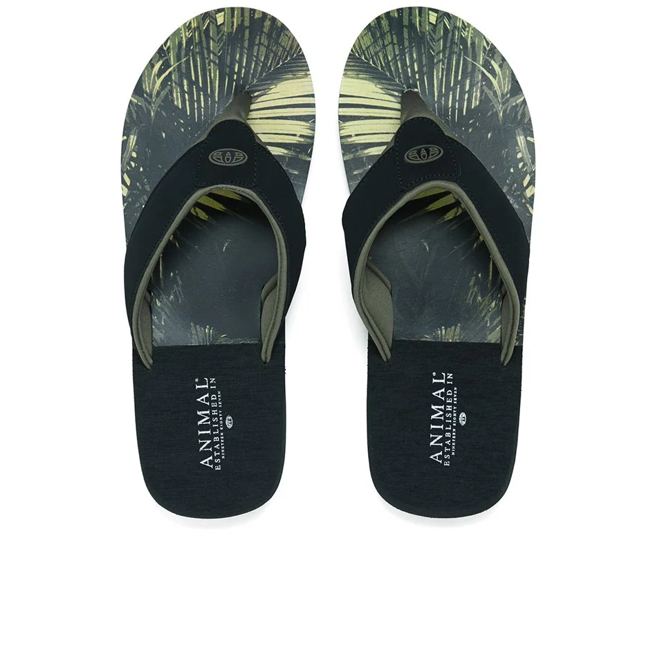 Animal Men's Jekyl Soft Leaf Print Flip Flops - Green - UK 7 - Vert Citron Image 1
