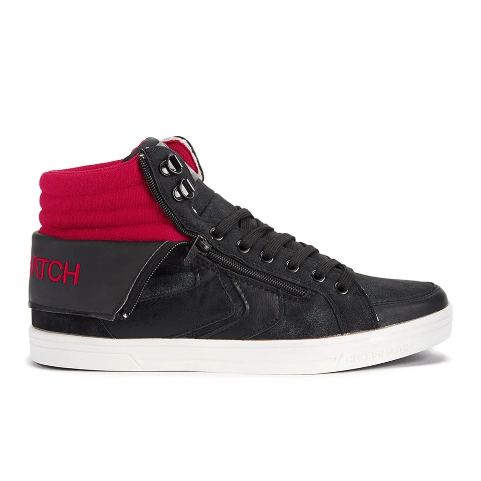 Crosshatch Men's Clanika Zip Detail High Top Trainers - Black - UK 7 - Noir Image 1
