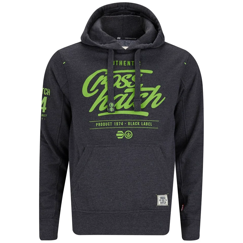 Crosshatch Men's Squirm Neon Print Hoody - Black Marl - S - Noir Image 1