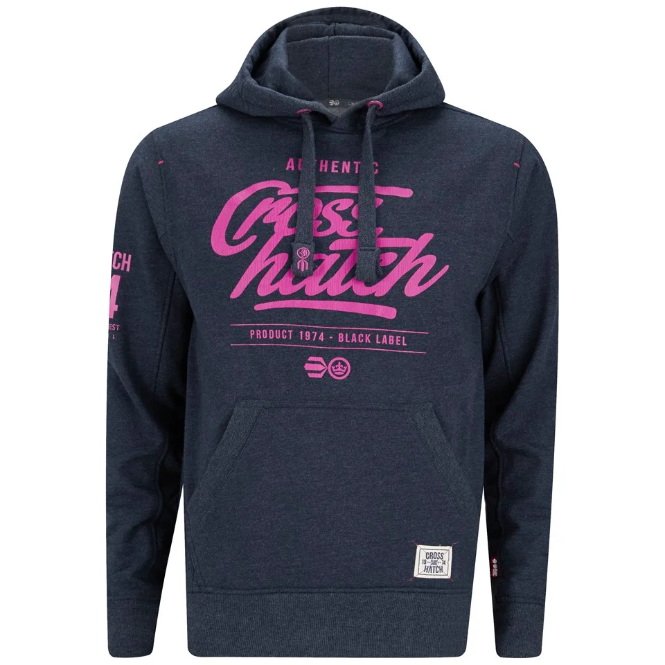 Crosshatch Men's Squirm Neon Print Hoody - Navy Marl - S - Bleu Image 1