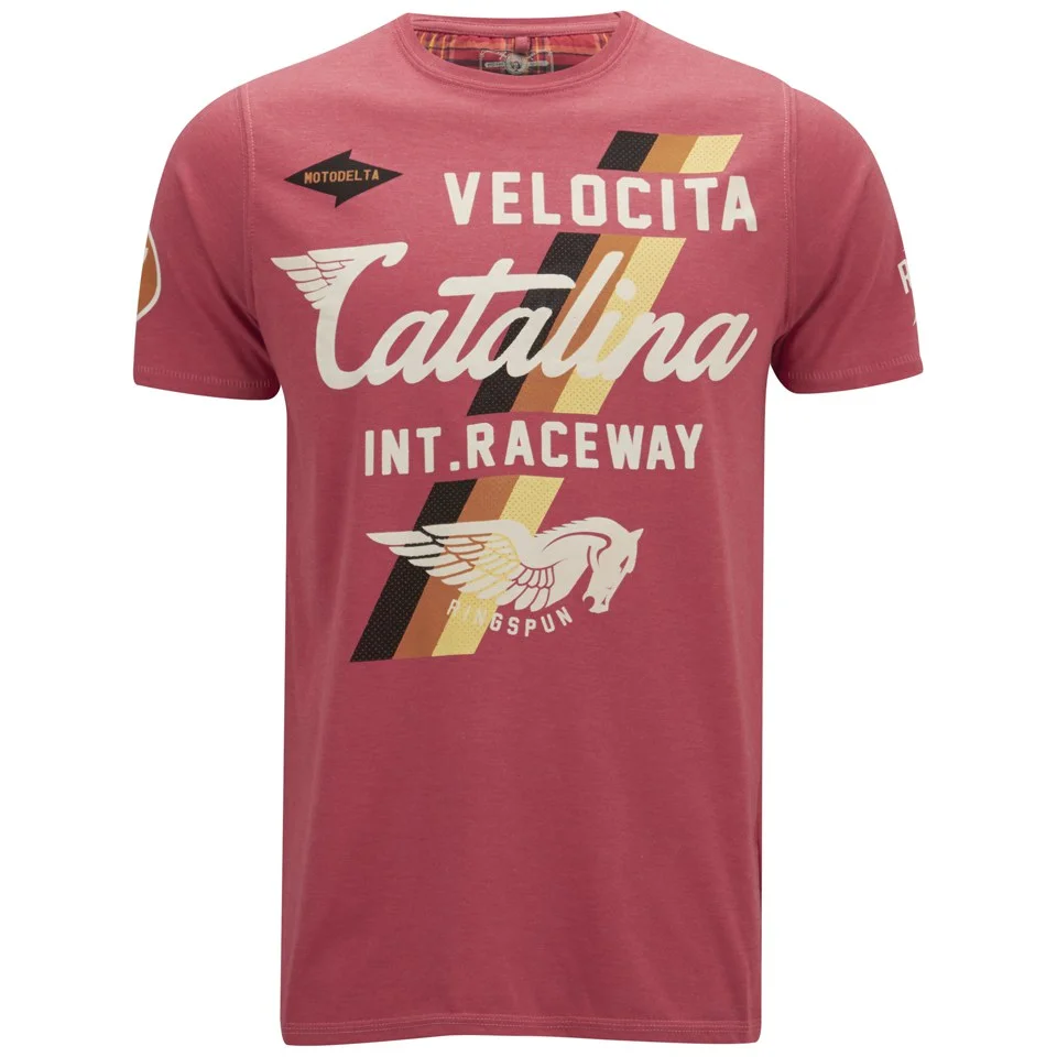 Ringspun Men's Delta Printed T-Shirt - Red Marl - S - Rouge Image 1