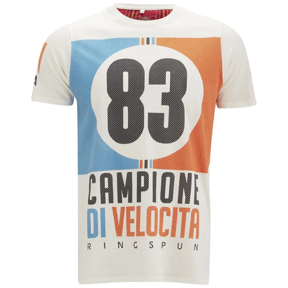 Ringspun Men's Velocity Printed T-Shirt - Off White - S - Crème Image 1