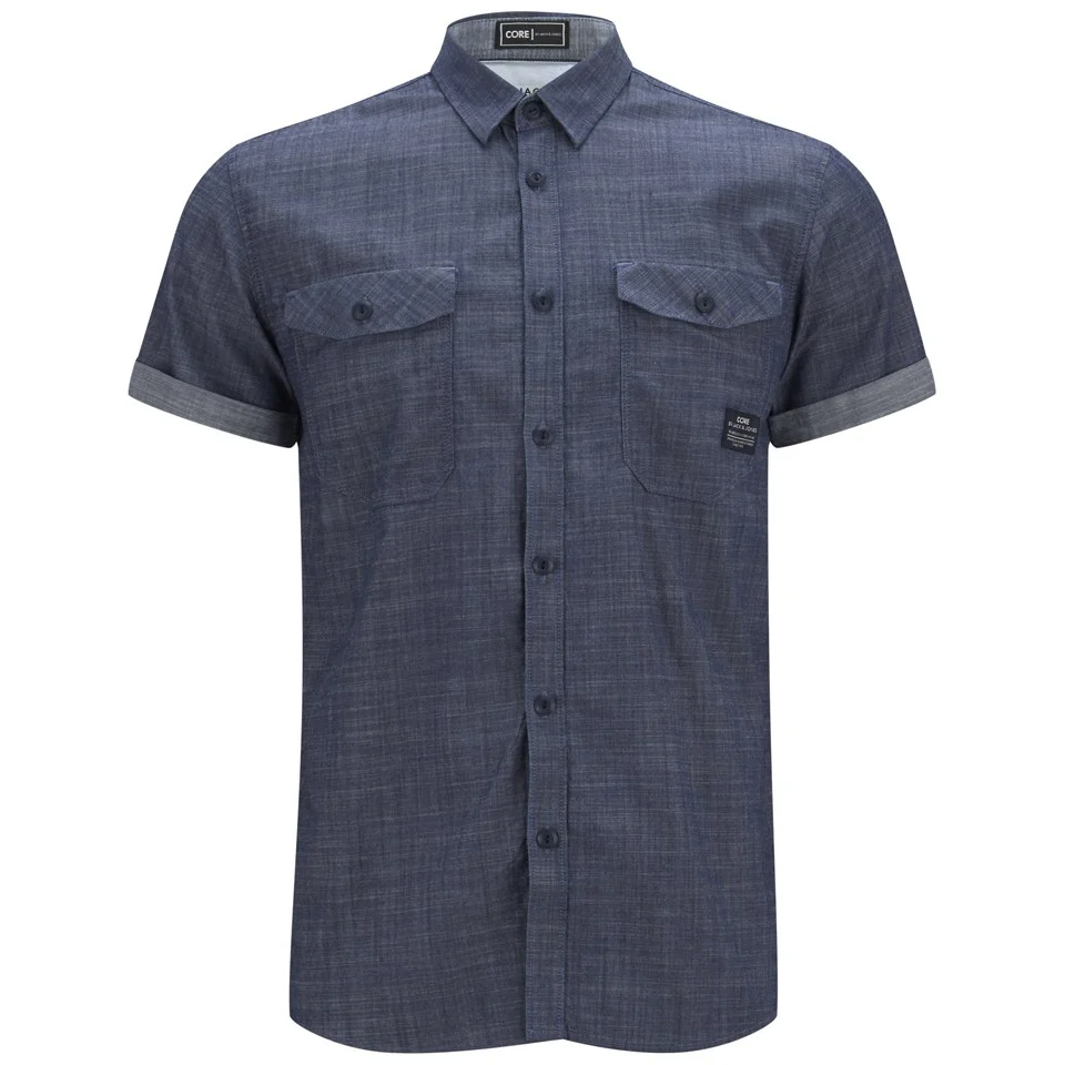 Jack & Jones Men's Short Sleeved Erik Shirt - Dark Denim - S - Bleu Image 1