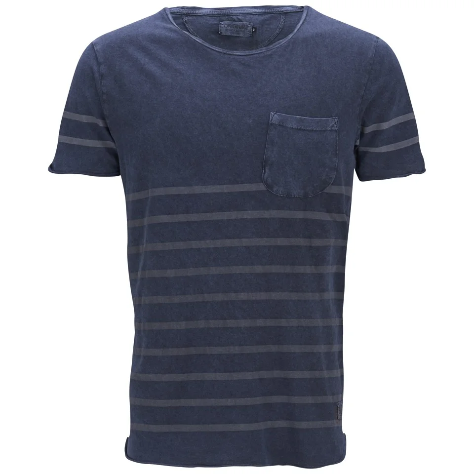 Jack & Jones Originals Men's Striped Corner T-Shirt - Peacoat - S - Bleu Image 1