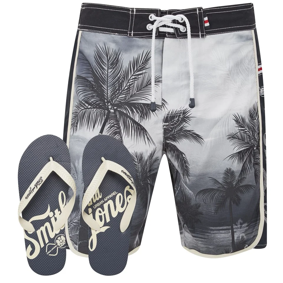 Smith & Jones Men's Kokomo Board Shorts with Free Flip Flops - Black - S - Rouge Image 1