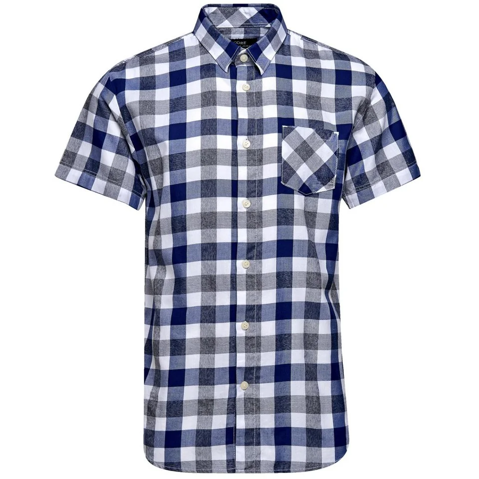 Jack & Jones Men's Core Letter One Pocket Camp Shirt - Black - S - Noir Image 1