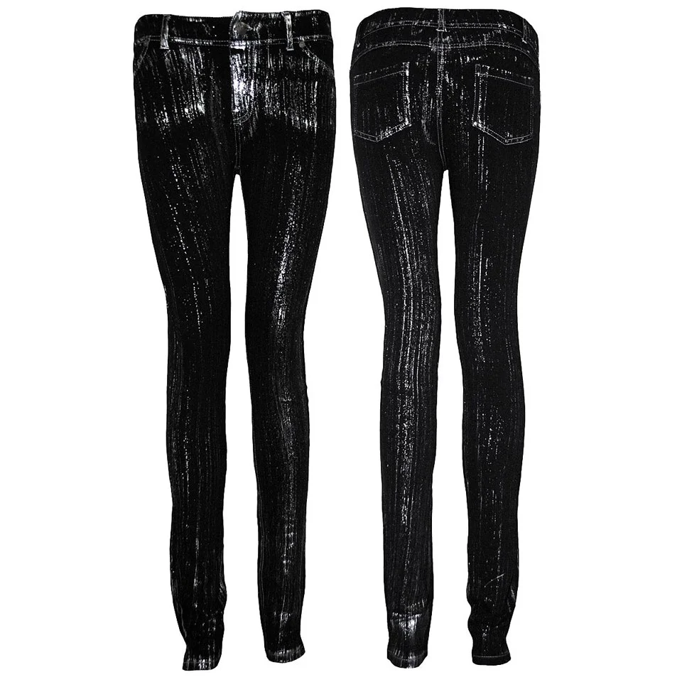 Spiral Women's GOTHIC ROCK Glitter Jeggings - Black - L - Noir Image 1