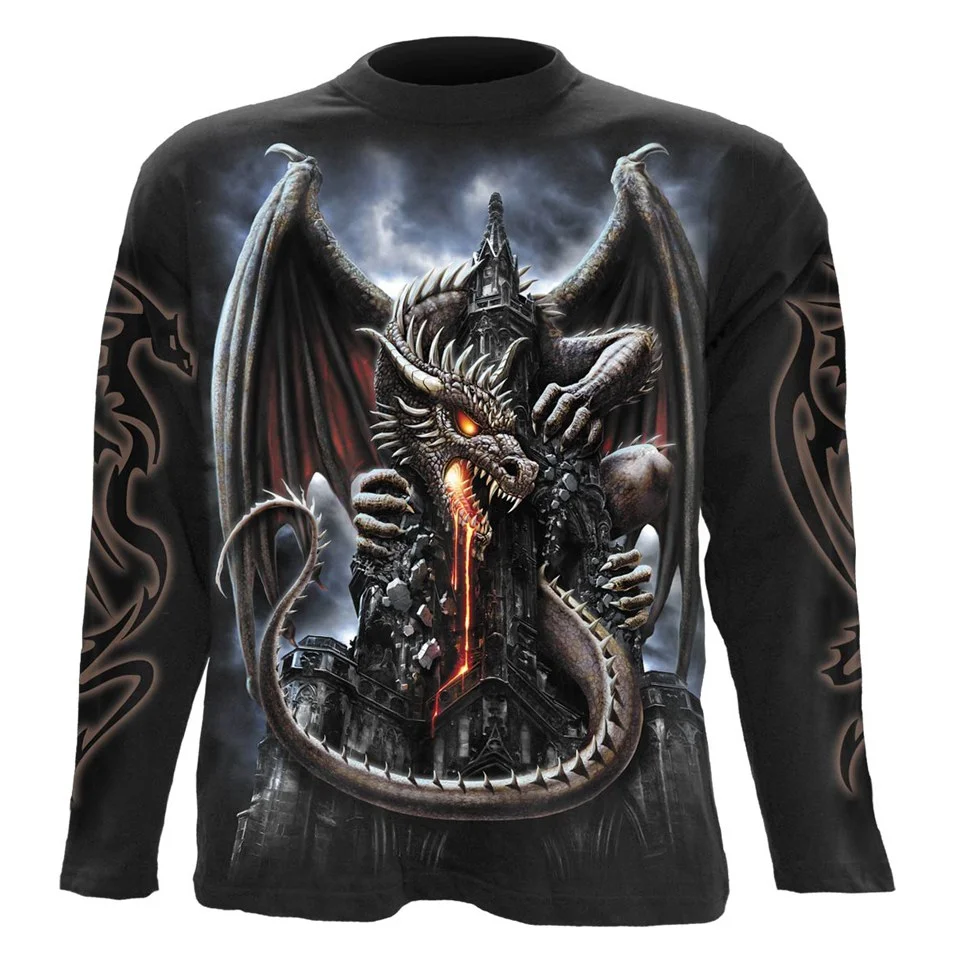 Spiral Men's DRAGON LAVA Long Sleeve T-Shirt - Black - L - Noir Image 1
