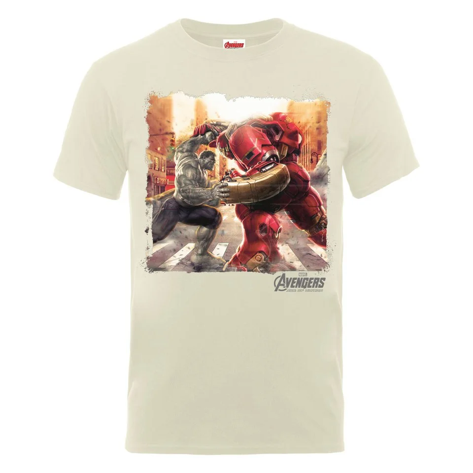 Marvel Avengers Men's Age of Ultron Hulk vs. Hulkbuster Scene T-Shirt - Nude - S - Nude Image 1