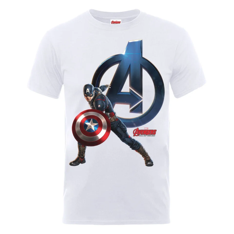Marvel Avengers Men's Age of Ultron Captain America T-Shirt - White - S - Blanc Image 1