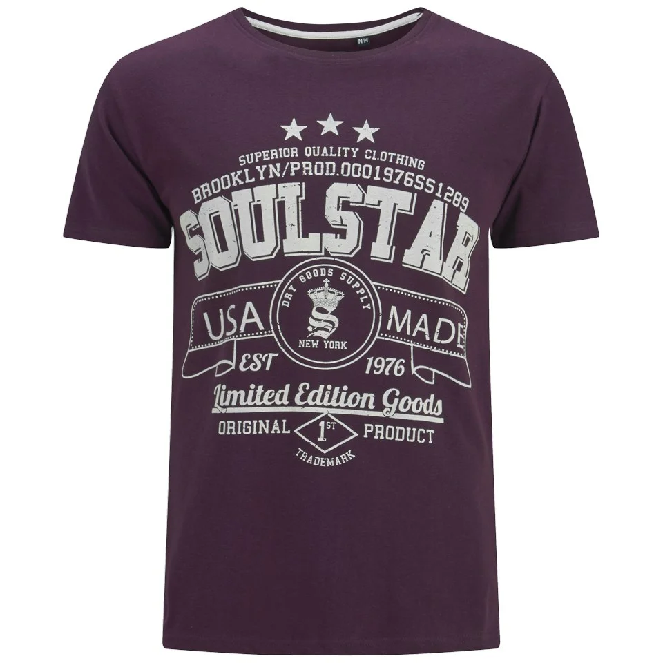 Soul Star Men's Garland T-Shirt - Burgundy - S - Rouge Image 1