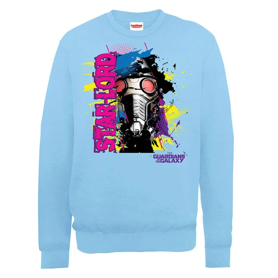 Marvel Guardians of the Galaxy Star-Lord Mask Art Sweatshirt - Sky - S - Bleu Image 1
