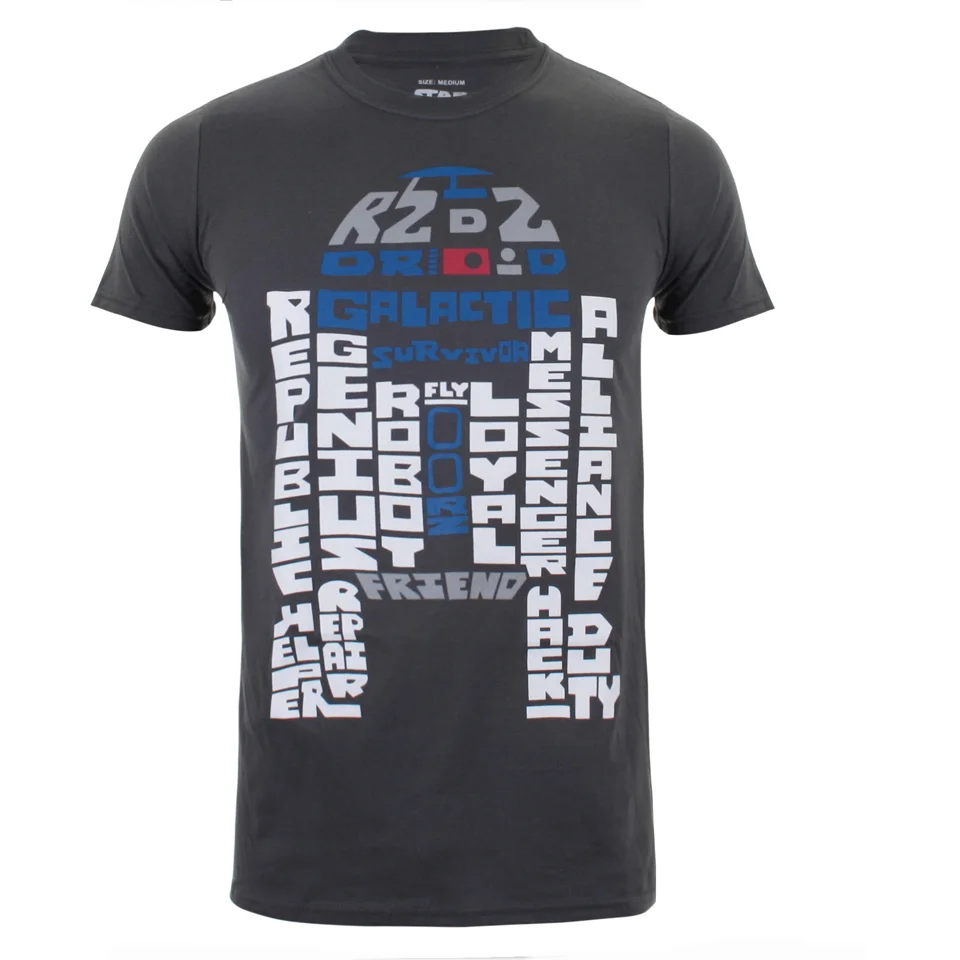 T-Shirt Homme Star Wars R2D2 Text Body - Gris Foncé - S - Gris Image 1