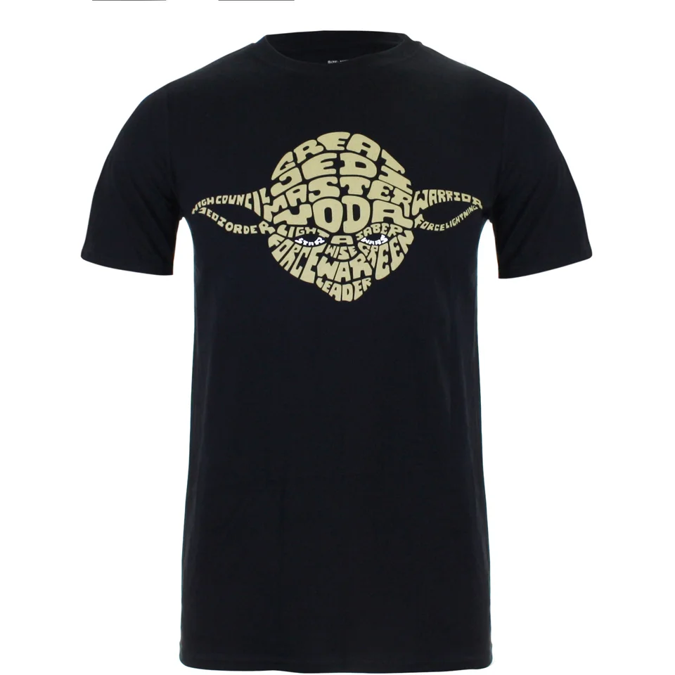 T-Shirt Homme Star Wars Yoda Text Head - Noir - S - Noir Image 1