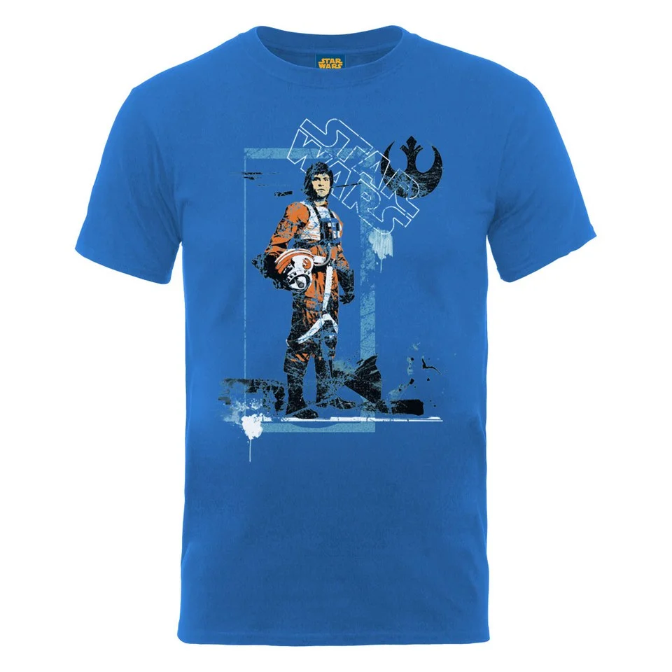 Star Wars Men's Luke Skywalker Pilot Distressed T-Shirt - Royal - S - Bleu Image 1