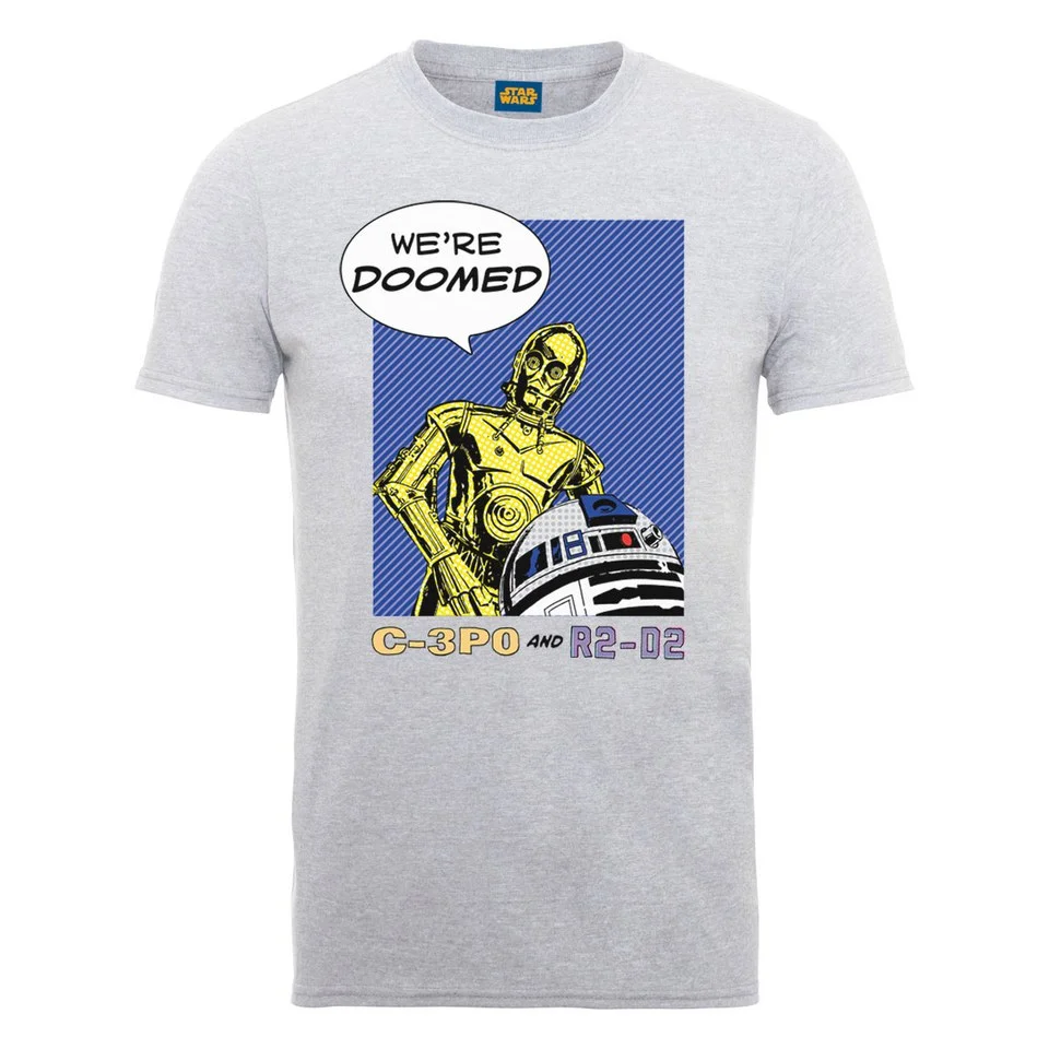 Star Wars Men's C-3PO and R2-D2 Popart T-Shirt - Heather Grey - S - Gris Image 1