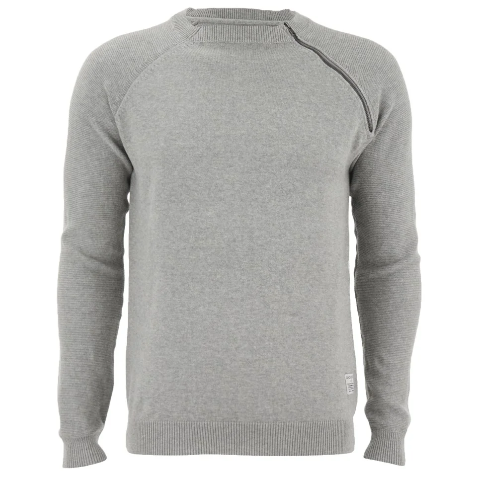 Jack & Jones Men's Core Bryan Crew Neck Jumper - Light Grey Melange - L - Gris Image 1