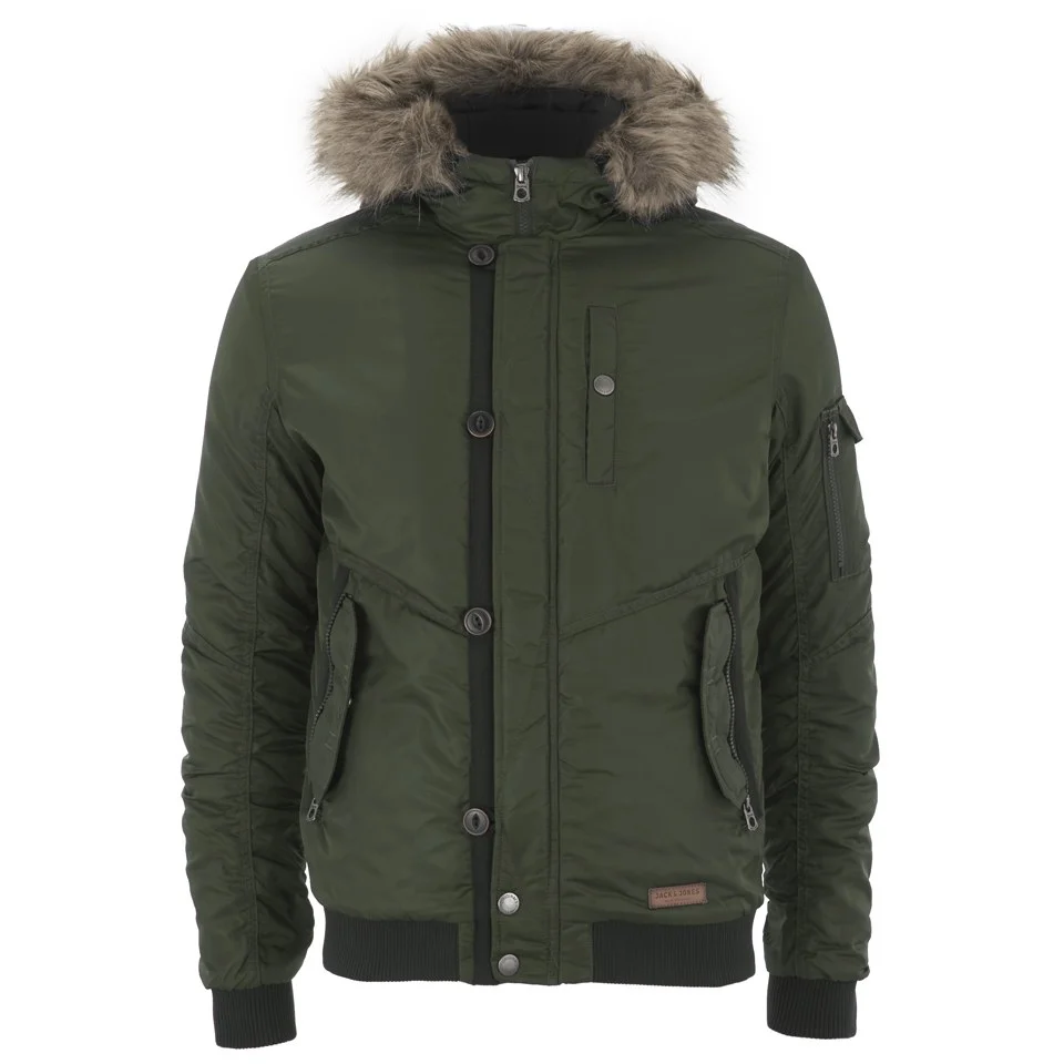 Jack & Jones Men's Originals Rob Bomber Jacket - Forest Night - L - Vert Citron Image 1