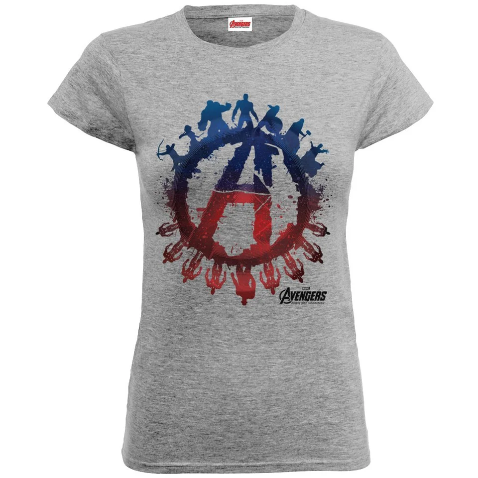 Marvel Women's Avengers Age of Ultron Team Silhouette Logo T-Shirt - Heather Grey - S - Gris Image 1