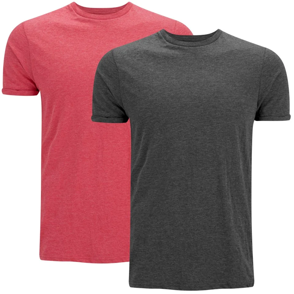 Lot de 2 T -Shirts Brave Soul pour Homme Vardan -Gris/Rouge - S - Gris Image 1